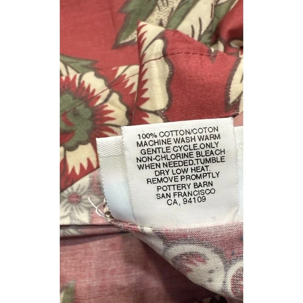 POTTERY BARN B + B Bed and Bath Red Floral Euro Pillow Set Shams Cottagecore